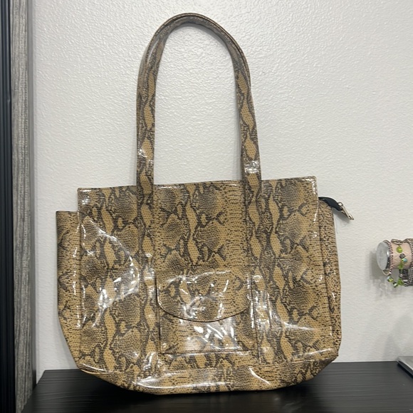 Timmy Woods Vintage Snake faux print Python Polyurethane? Large Purse Bag Tote - Picture 11 of 11